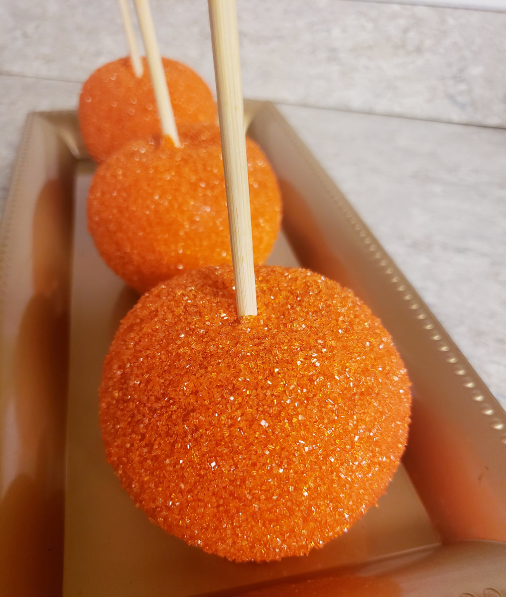 Handmade Orange Orange Candy Apples Glitter Candy Apples